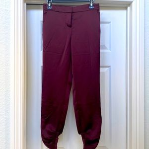 Whbm Satin Burgundy Wine Joggers Adorable